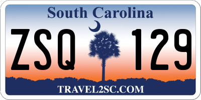 SC license plate ZSQ129