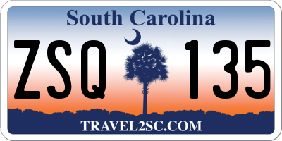SC license plate ZSQ135