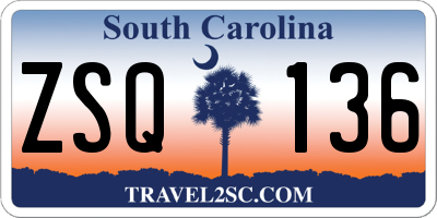SC license plate ZSQ136