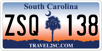 SC license plate ZSQ138