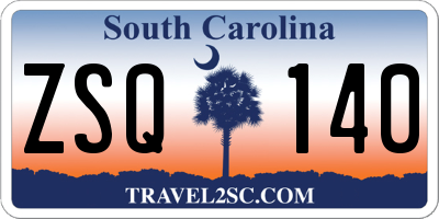 SC license plate ZSQ140