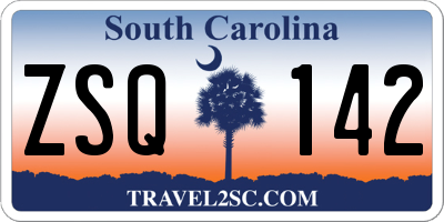SC license plate ZSQ142