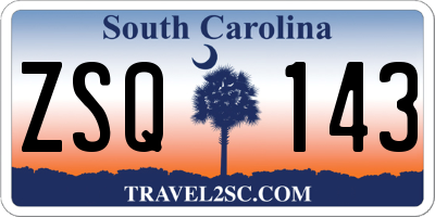 SC license plate ZSQ143