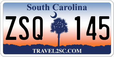 SC license plate ZSQ145