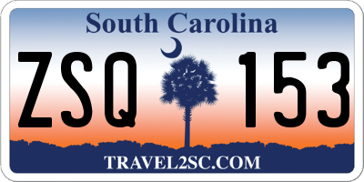 SC license plate ZSQ153