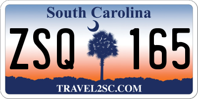 SC license plate ZSQ165
