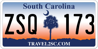SC license plate ZSQ173