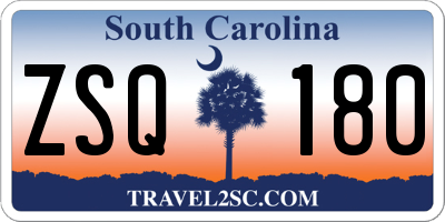 SC license plate ZSQ180