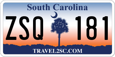 SC license plate ZSQ181