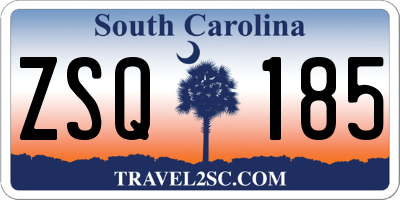 SC license plate ZSQ185