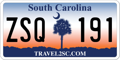 SC license plate ZSQ191