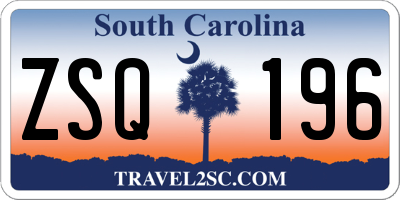 SC license plate ZSQ196