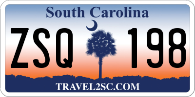 SC license plate ZSQ198