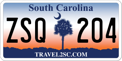 SC license plate ZSQ204
