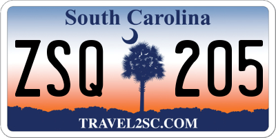 SC license plate ZSQ205