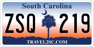 SC license plate ZSQ219