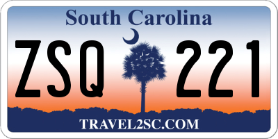 SC license plate ZSQ221