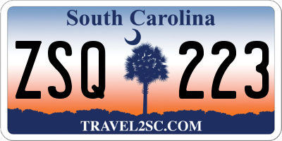 SC license plate ZSQ223