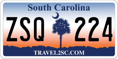 SC license plate ZSQ224