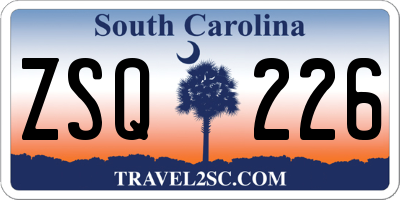SC license plate ZSQ226