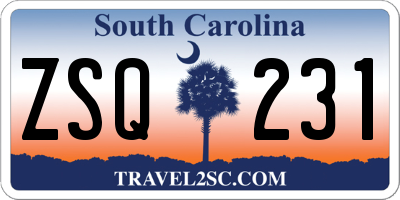 SC license plate ZSQ231