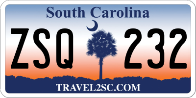 SC license plate ZSQ232