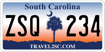 SC license plate ZSQ234