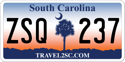 SC license plate ZSQ237