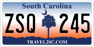 SC license plate ZSQ245