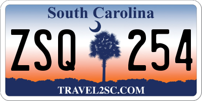SC license plate ZSQ254