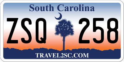SC license plate ZSQ258