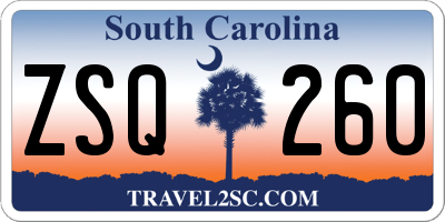 SC license plate ZSQ260