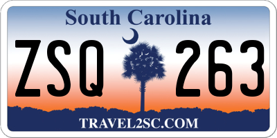 SC license plate ZSQ263