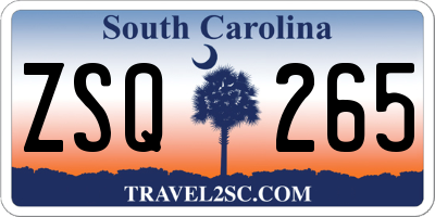 SC license plate ZSQ265