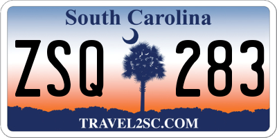 SC license plate ZSQ283