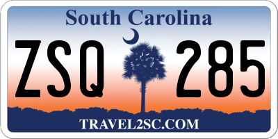 SC license plate ZSQ285