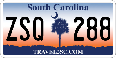SC license plate ZSQ288