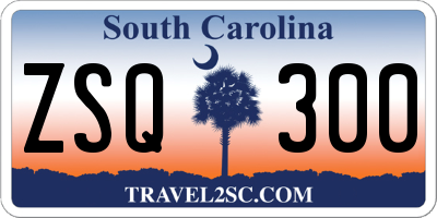 SC license plate ZSQ300