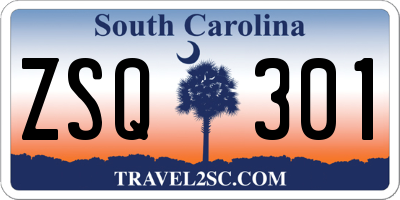 SC license plate ZSQ301