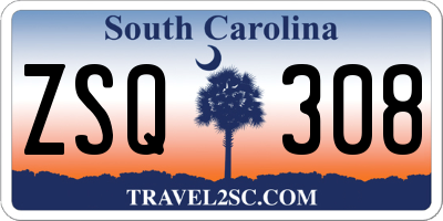 SC license plate ZSQ308