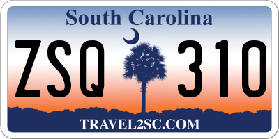 SC license plate ZSQ310