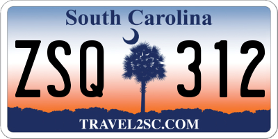 SC license plate ZSQ312