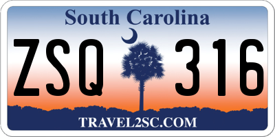 SC license plate ZSQ316