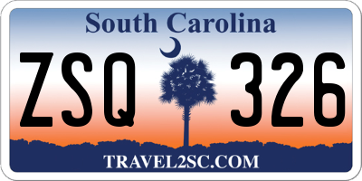 SC license plate ZSQ326