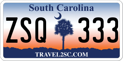 SC license plate ZSQ333