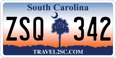 SC license plate ZSQ342