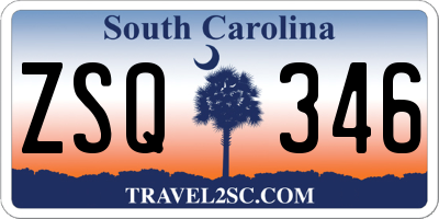 SC license plate ZSQ346