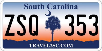 SC license plate ZSQ353