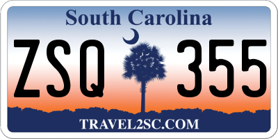 SC license plate ZSQ355