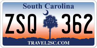 SC license plate ZSQ362
